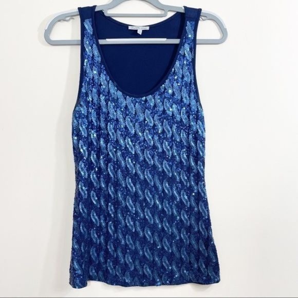 Charlotte Russe‎ Women's Large Navy Sequin Tank Top - Picture 1 of 7